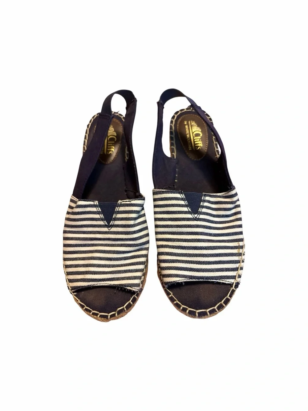 Cliffs by White Mountain Navy Stripe Espadrille Slingback Sandals 7.5
